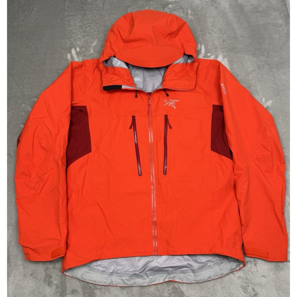 Arcteryx Alpha SV Jacket Mens Large L Orange Goretex Waterproof Rain Coat Hooded